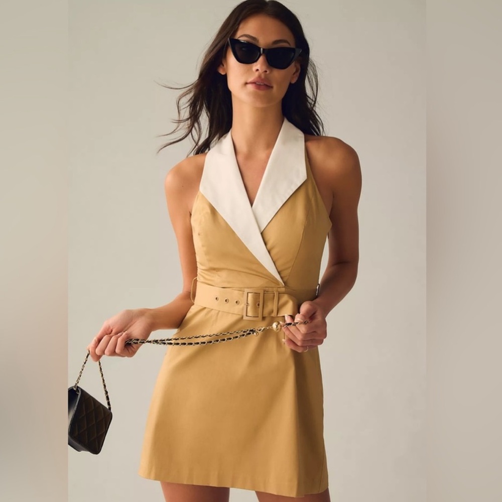 Anthropologie tan collard dress